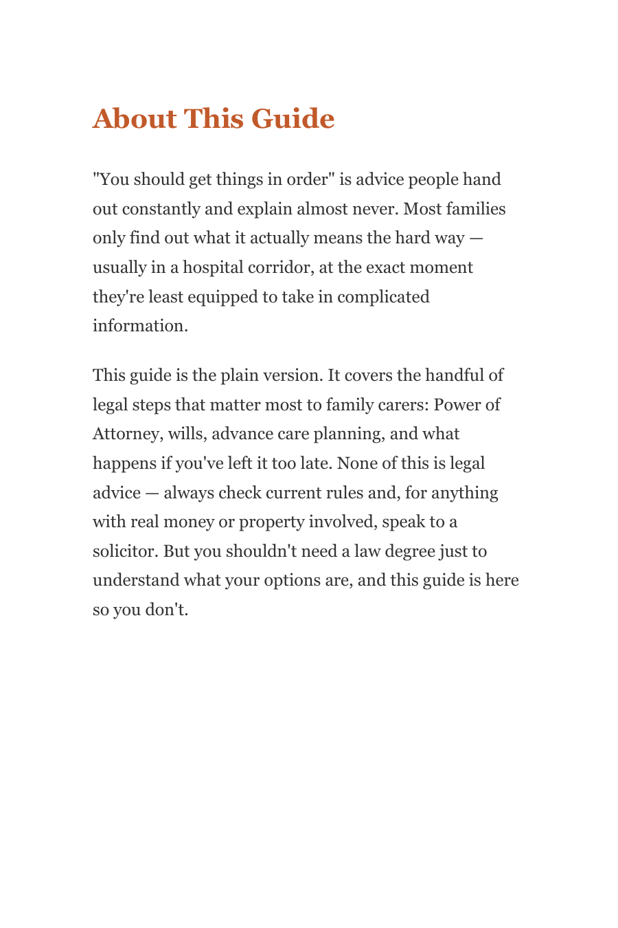 Getting Your Affairs in Order — A Family Carer's Legal Guide (Ebook)