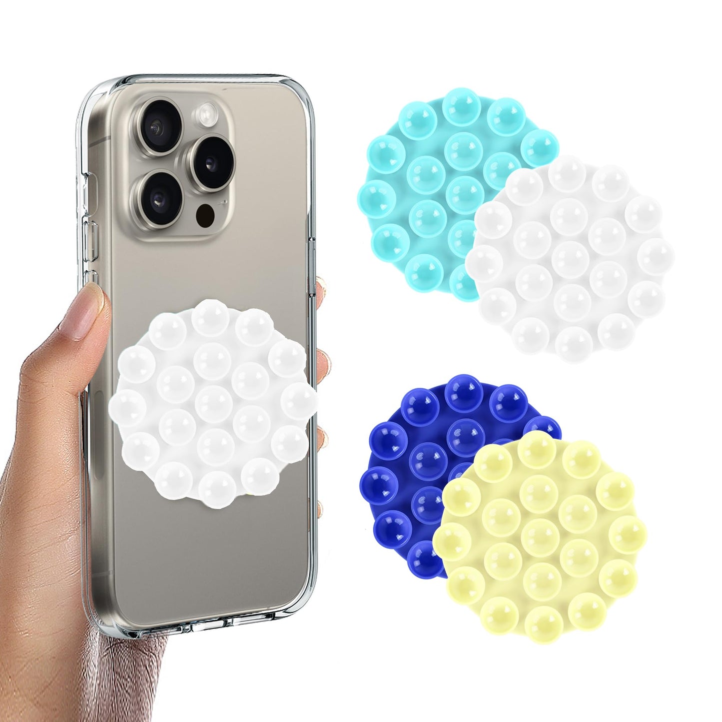 Hands-Free Phone Holder for Carers – 4-Pack Silicone Suction Grip for Mirror, Tiles & Glass
