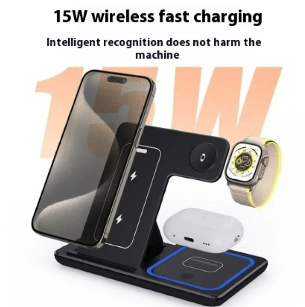 15W 3-in-1 LED Wireless Charger Stand for Carers – Charge Phone, Watch & Earbuds at Once - FamilyCarers.store