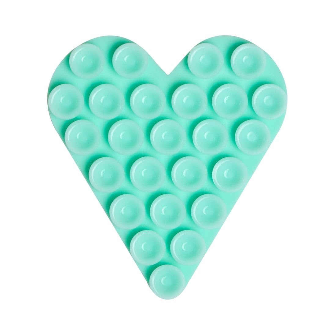 Heart-Shaped Hands-Free Phone Holder for Carers – Silicone Suction Cup, Reusable (Mint Green)