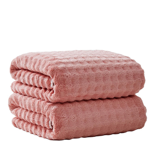 Extra Large Bath Sheets – 2-Pack, 40"x80", Super Soft Microfiber, Quick Dry – Assisted Bathing & Carer Essentials (Pink)