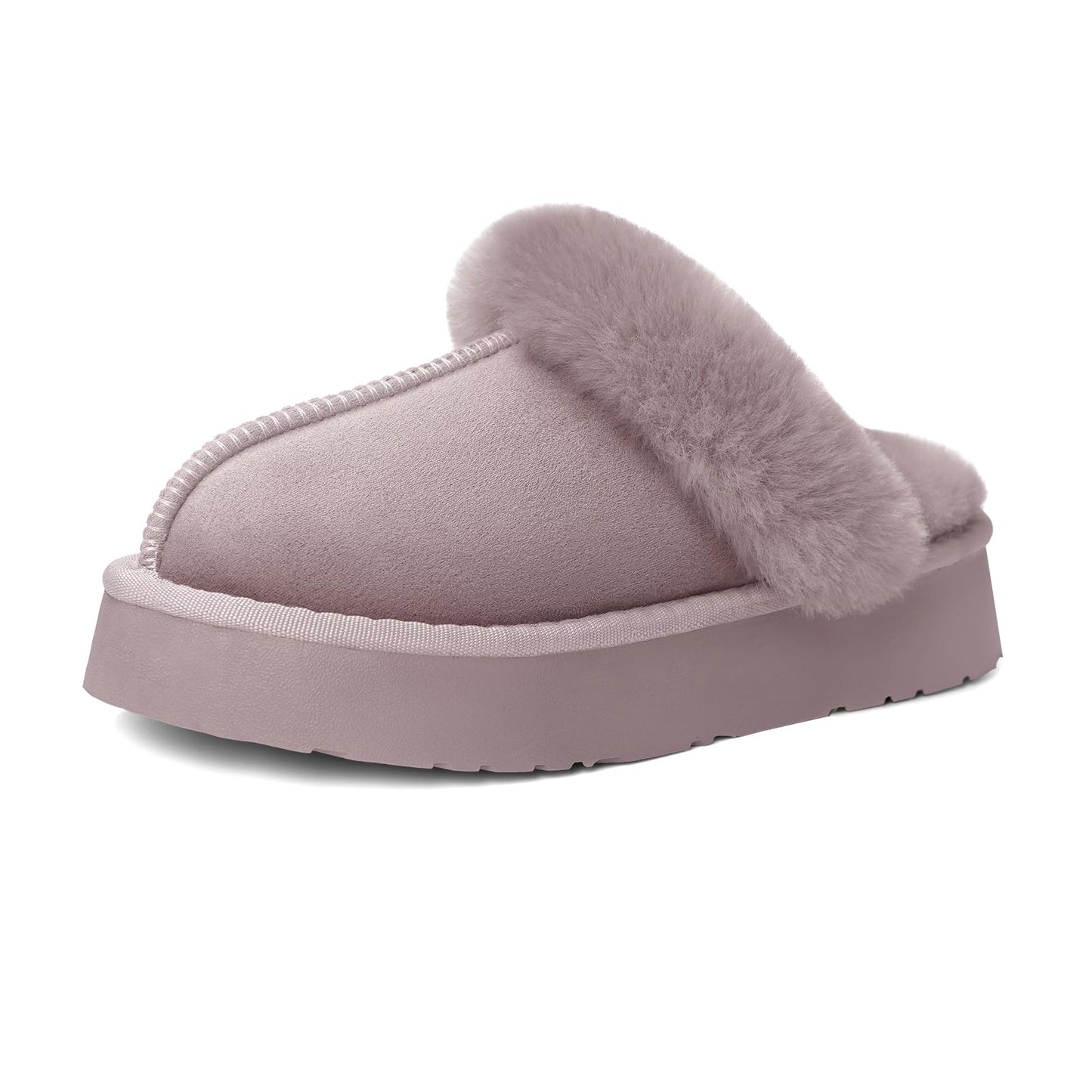 Women's Fuzzy Platform Slippers – Memory Foam, Machine Washable, Indoor & Outdoor Gift for Carers