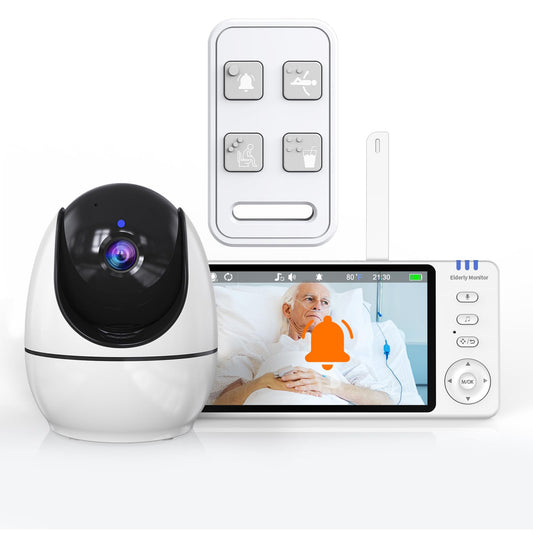 Elderly Monitor with Camera & 2-Way Audio — No WiFi, Night Vision, Emergency Button