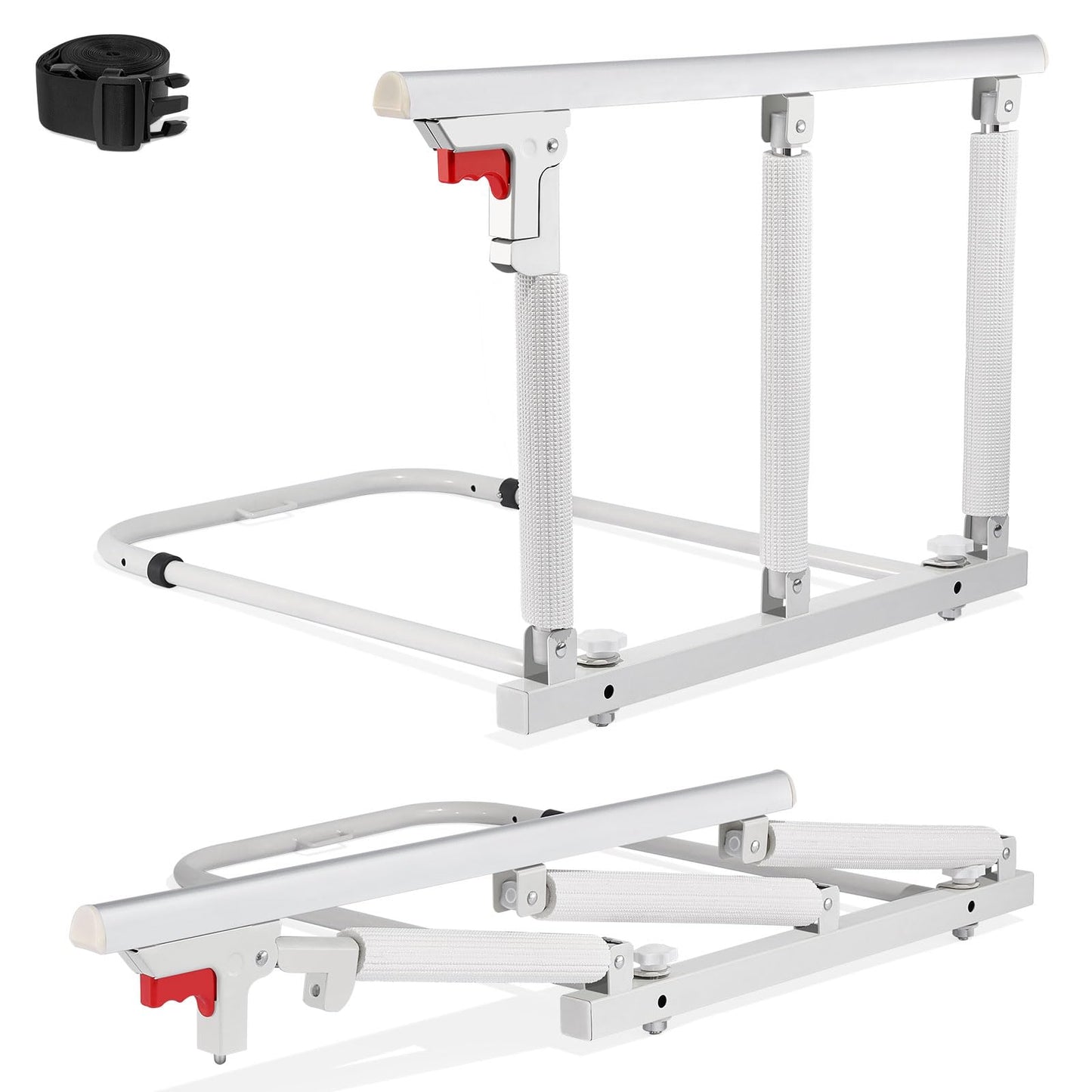 Folding Bed Rail for Elderly — No-Drill Safety Assist Handle, Fits All Bed Sizes