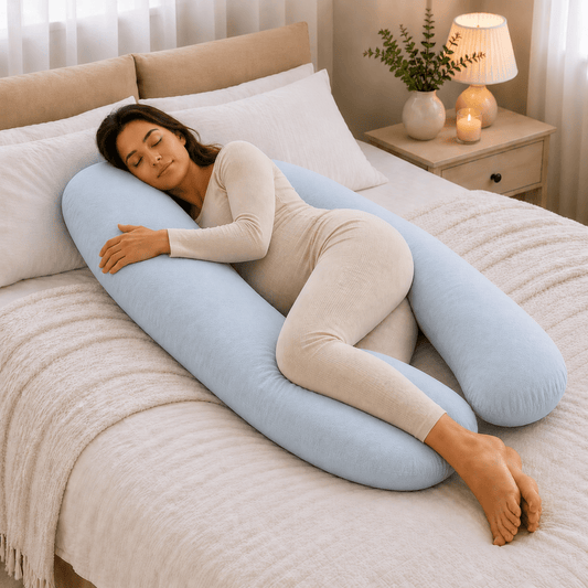 9ft Full Body Support Pillow & Case — Elderly, Recovery & Rest (Light Blue) - FamilyCarers.store
