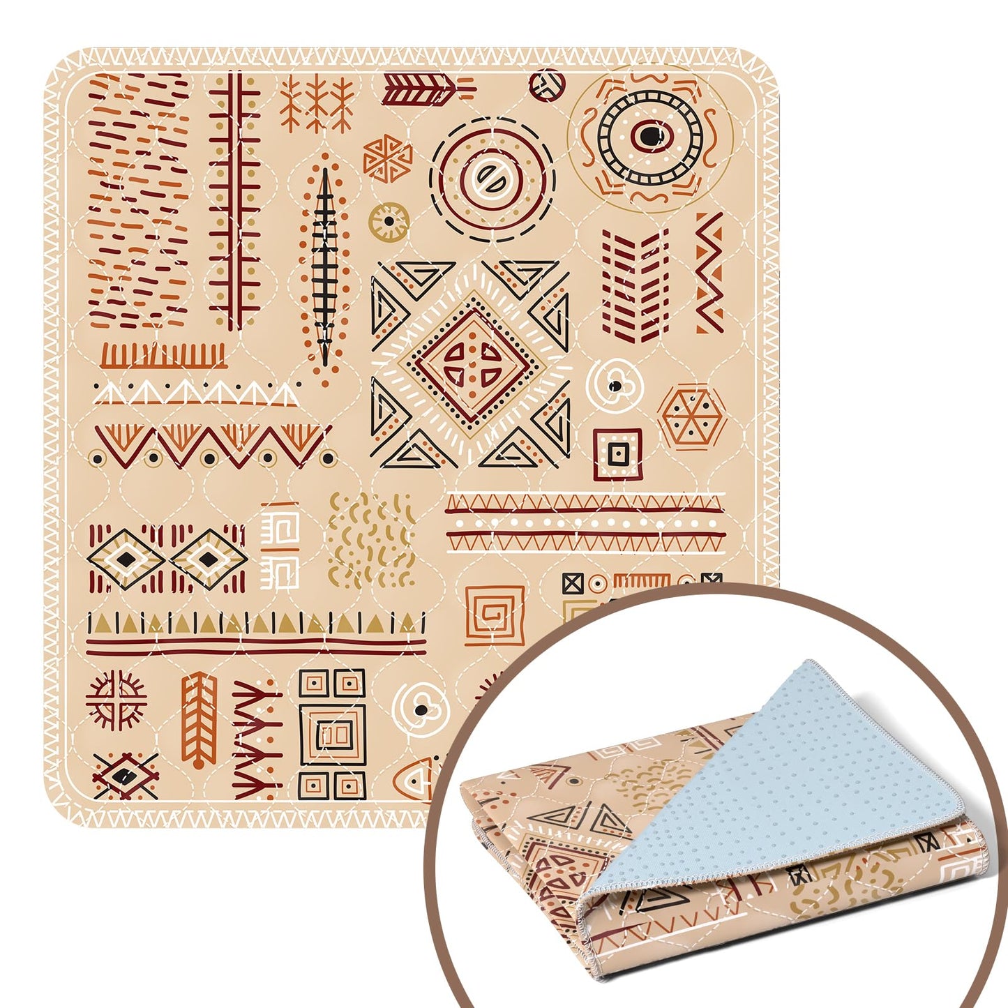 MILDPLUS Printed Washable Incontinence Bed Pad – 34"x36", Waterproof, Quiet & Non-Slip – Discreet Printed Design for Home Care (Warm Taupe)