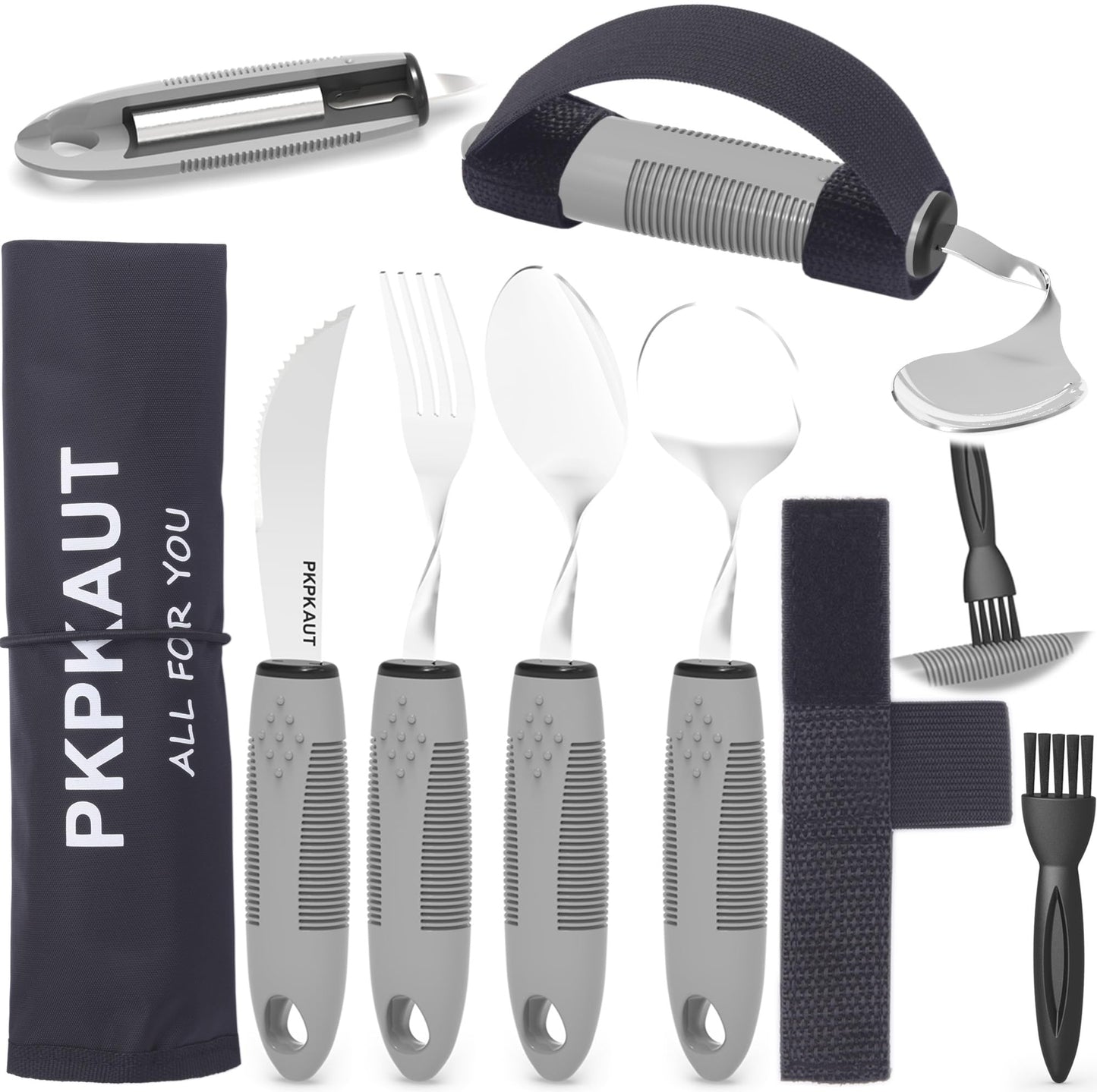 Weighted Parkinson's Utensils — 7 Piece Adaptive Cutlery Set for Tremors