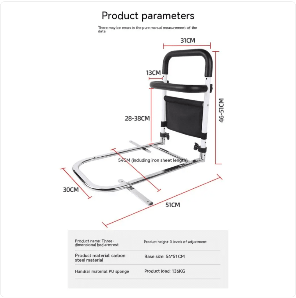 Bedside Armrest Safety Support for Elderly — Bed Grab Rail - FamilyCarers.store