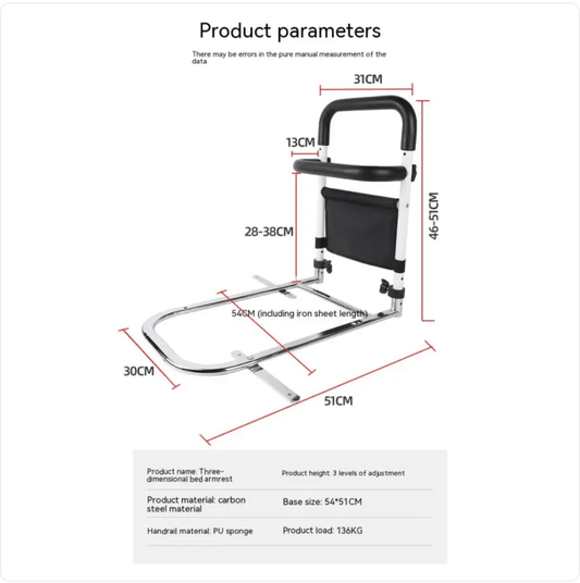 Bedside Armrest Safety Support for Elderly — Bed Grab Rail - FamilyCarers.store