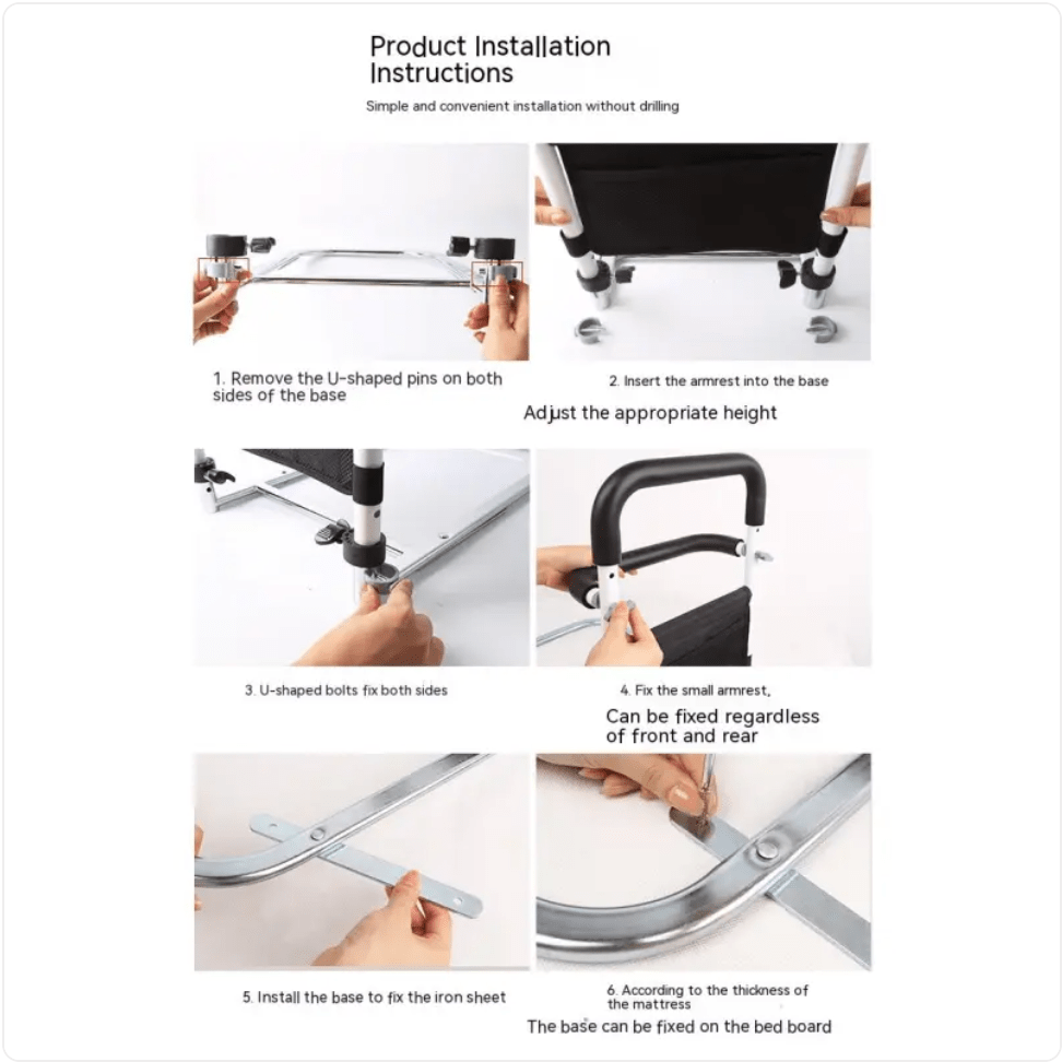 Bedside Armrest Safety Support for Elderly — Bed Grab Rail - FamilyCarers.store