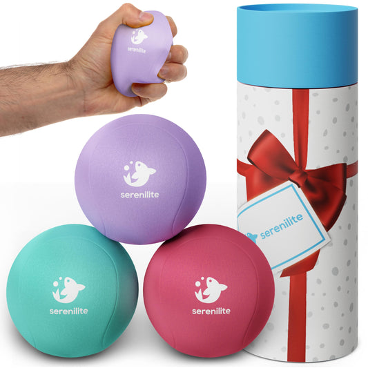 Serenilite Stress Balls for Adults Hand Therapy Exercise 6.0cm Stress Ball Bundle Squeeze Balls for Hand Therapy Hand Grip Strengthener Soft Medium & Hard (Light Blue Light Purple & Light Red)