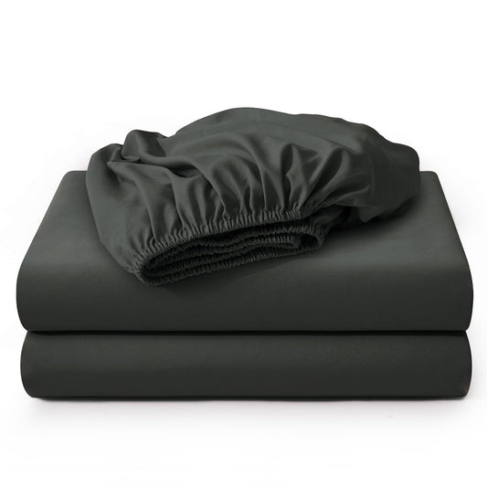 2-Pack Fitted Sheets – Soft Microfiber, 16" Deep Pocket, Dark Grey – King Size (UK) – Easy-Change Bedding for Carers & Care Settings