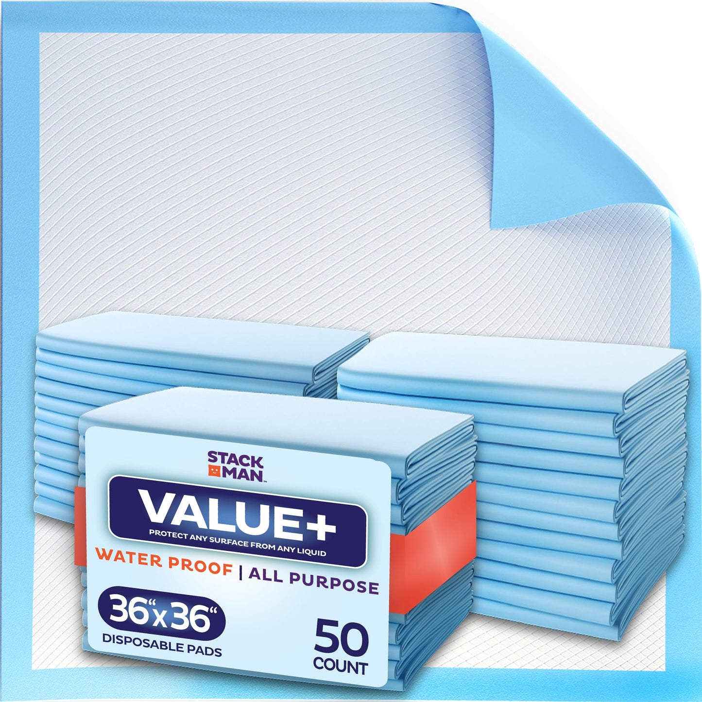 Extra Large Disposable Bed Pads — 50-Pack, 36" x 36", Incontinence Protection for Adults & Elderly