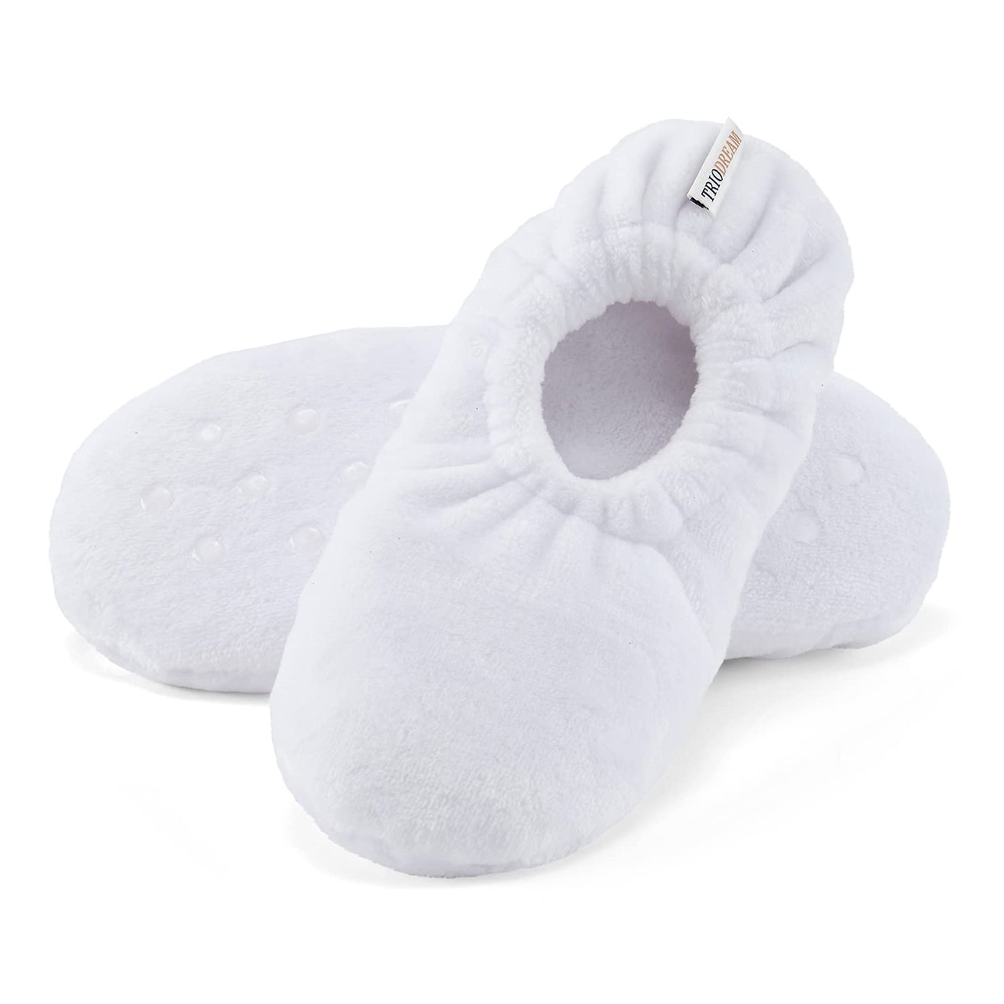 Women's Non-Slip Memory Foam Slipper Socks for Carers – Ultra Plush & Cosy (White, One Size)