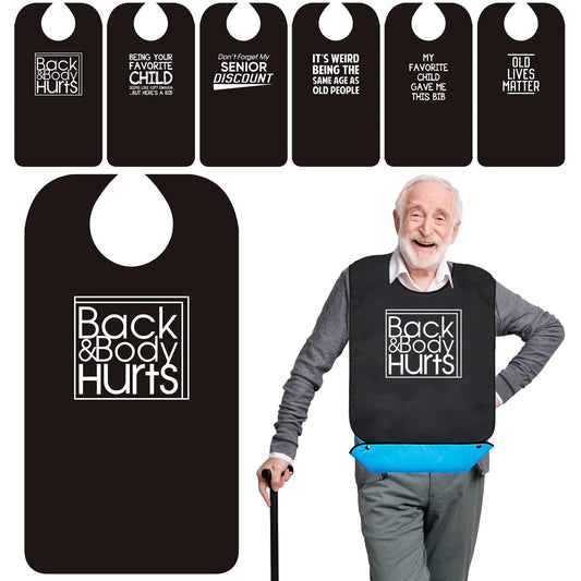 Funny Adult Bib for Elderly Men — Waterproof with Crumb Catcher, Washable (1 Pack)