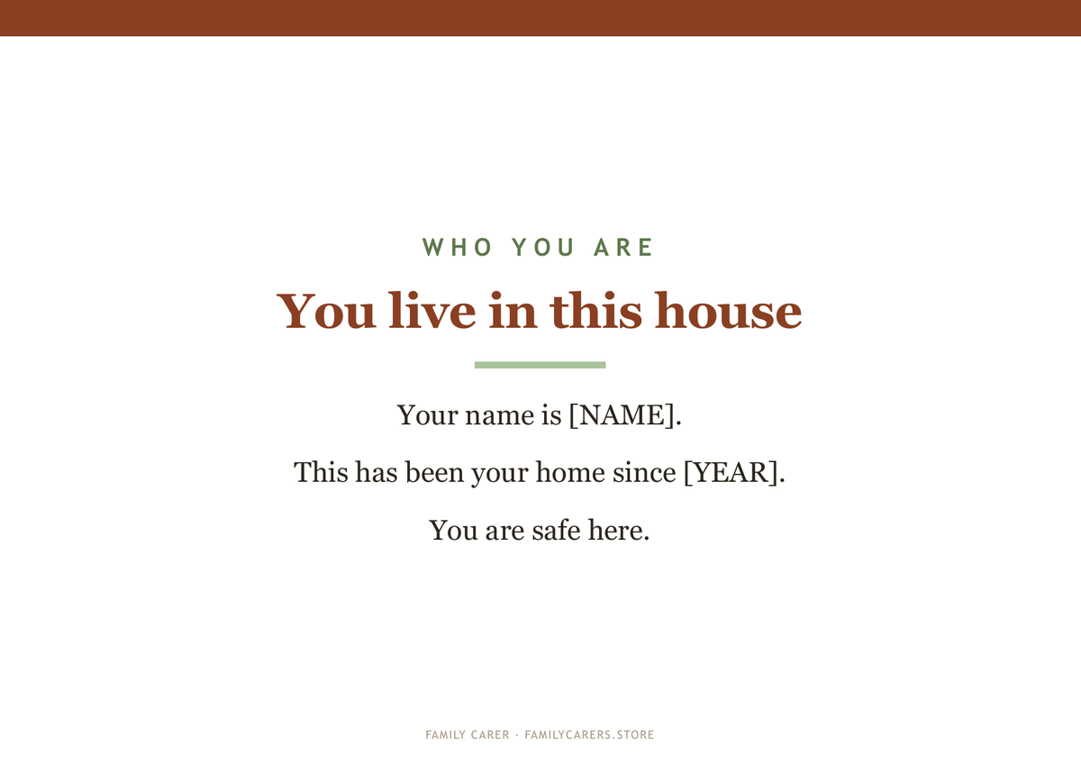 Dementia Home Safety & Orientation Signs — Printable Pack - FamilyCarers.store