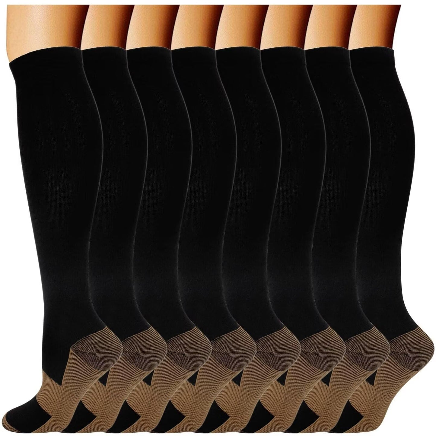 Compression Socks for Carers – 8 Pairs, Knee High Support for Long Shifts & Travel