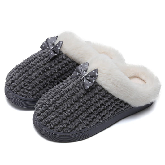 Girls' Memory Foam Fuzzy Slippers – Non-Slip, Warm & Cosy House Shoes – A Lovely Gift (Dark Grey, Size 34/35)