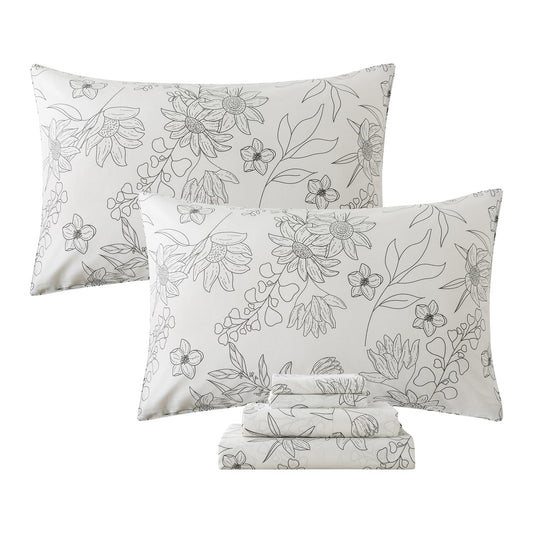 FADFAY Sunflower Cotton Sheet Set – Queen Size (4 Piece, 100% Cotton) - FamilyCarers.store