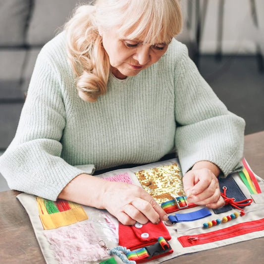Fidget Blanket for Dementia & Alzheimer's — Sensory Activity Lap Blanket for Elderly