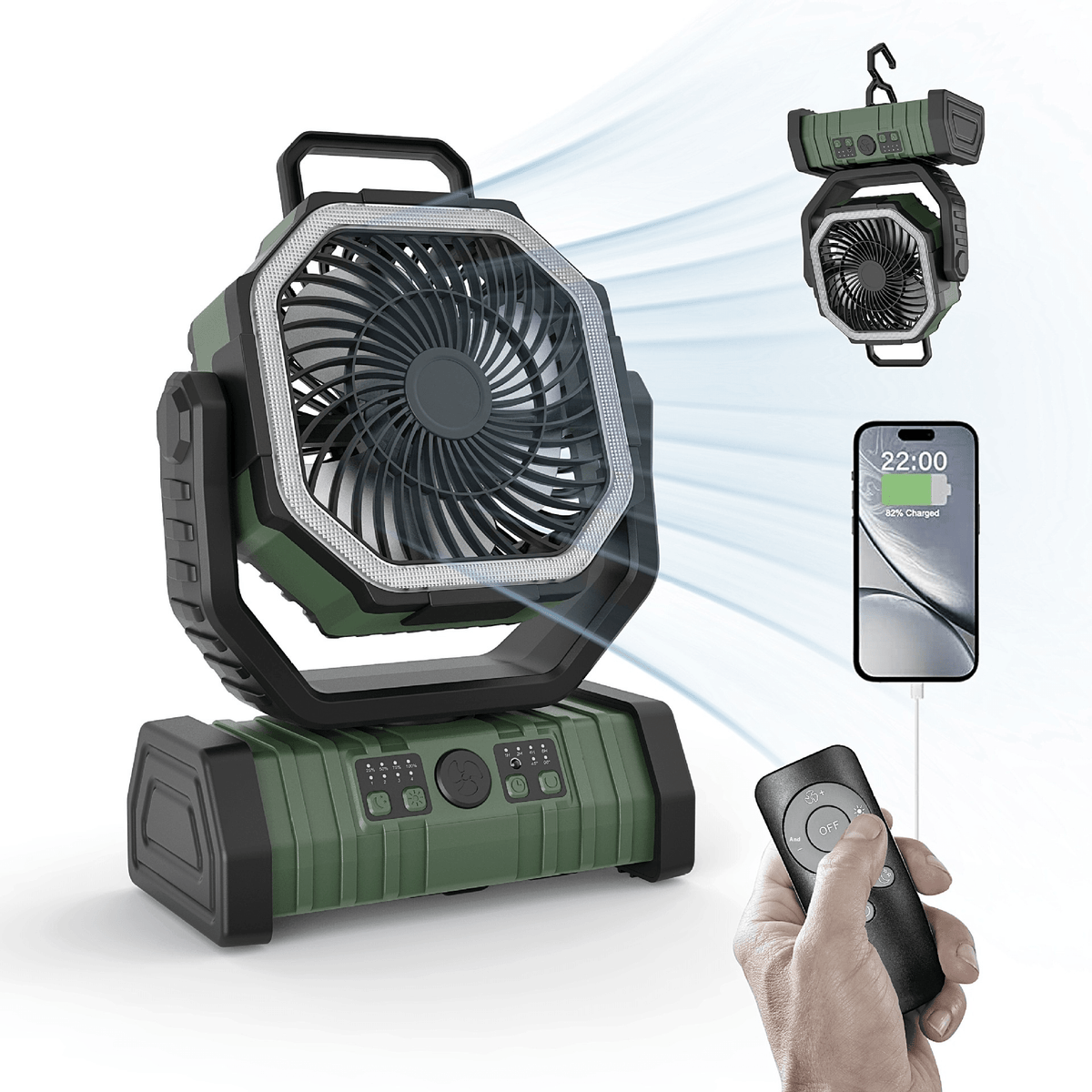 Portable Power Bank Fan with LED Light for Carers – Outdoor, Camping & Care Use - FamilyCarers.store