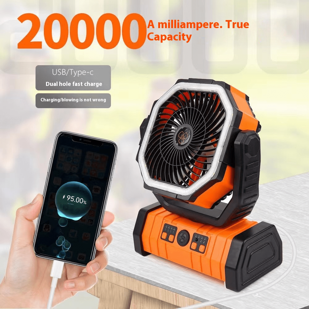 Portable Power Bank Fan with LED Light for Carers – Outdoor, Camping & Care Use - FamilyCarers.store