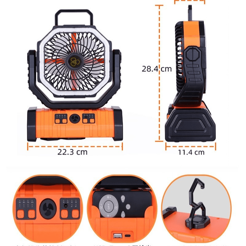 Portable Power Bank Fan with LED Light for Carers – Outdoor, Camping & Care Use - FamilyCarers.store