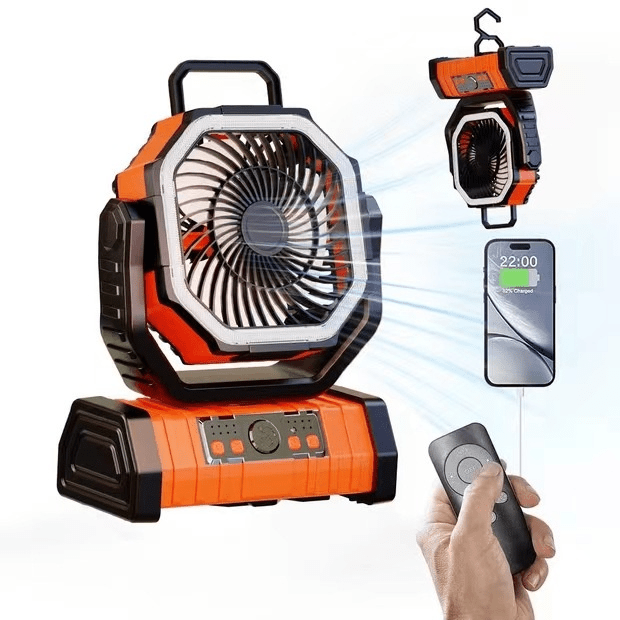 Portable Power Bank Fan with LED Light for Carers – Outdoor, Camping & Care Use - FamilyCarers.store