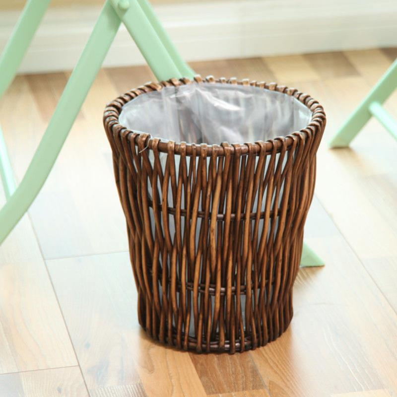 Rattan Waste Basket - Creative Bamboo Paper Bin - FamilyCarers.store