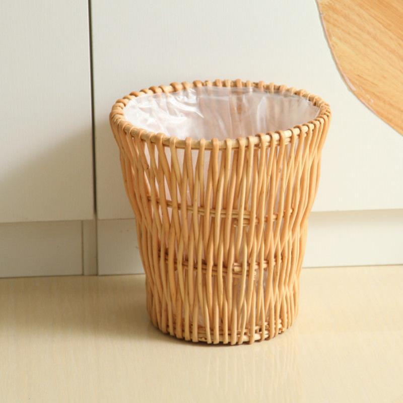 Rattan Waste Basket - Creative Bamboo Paper Bin - FamilyCarers.store