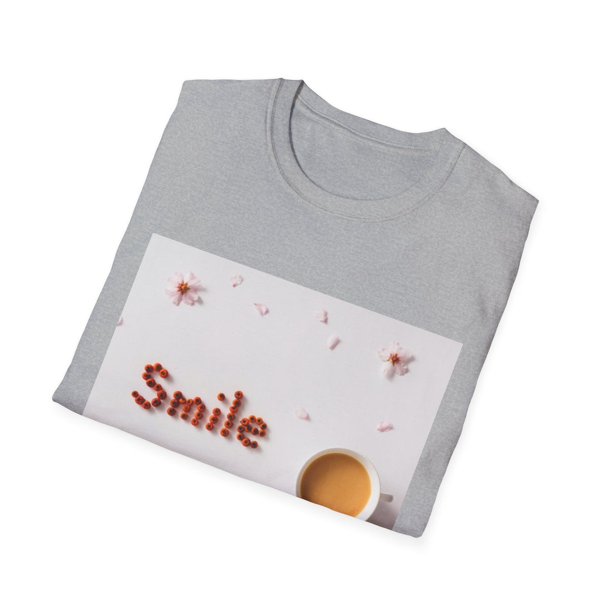 Smile Floral Tee – Coffee & Petal Graphic T-Shirt - FamilyCarers.store