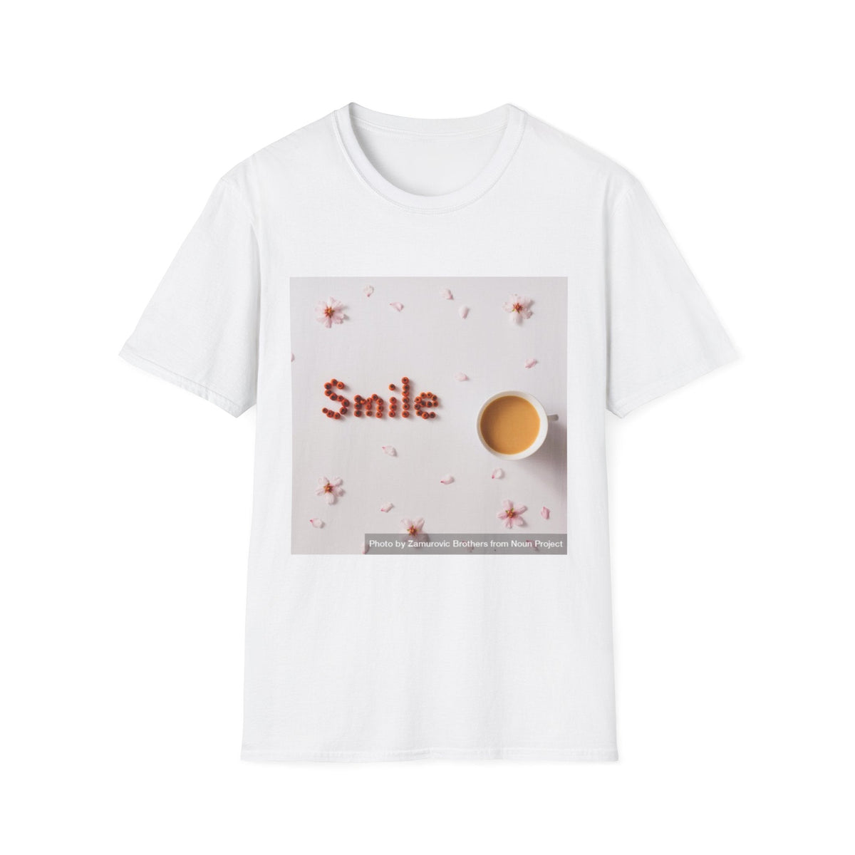 Smile Floral Tee – Coffee & Petal Graphic T-Shirt - FamilyCarers.store