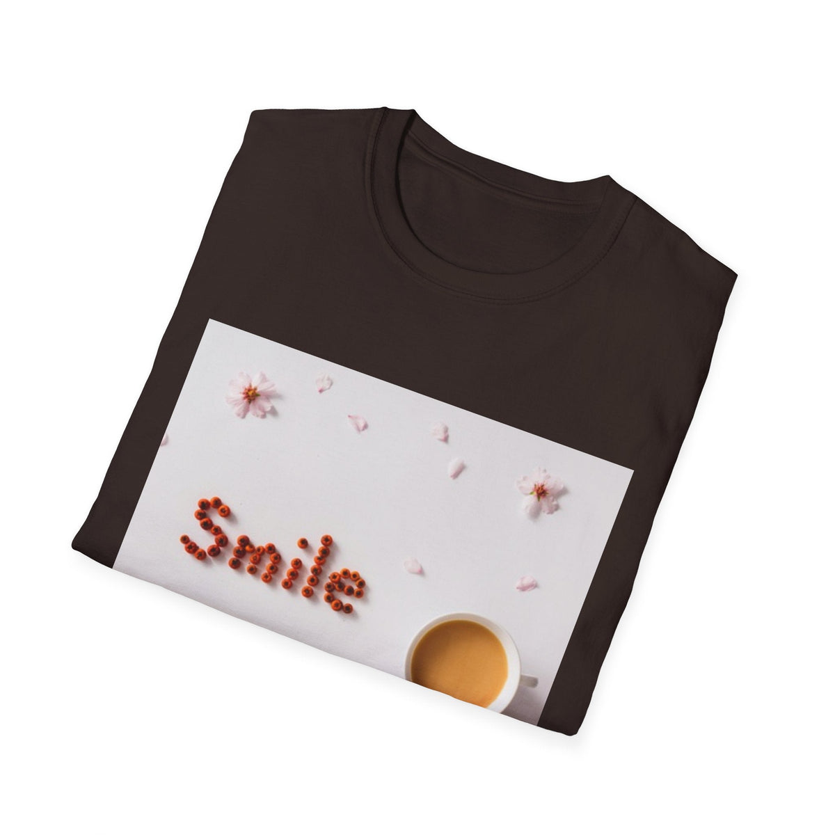Smile Floral Tee – Coffee & Petal Graphic T-Shirt - FamilyCarers.store