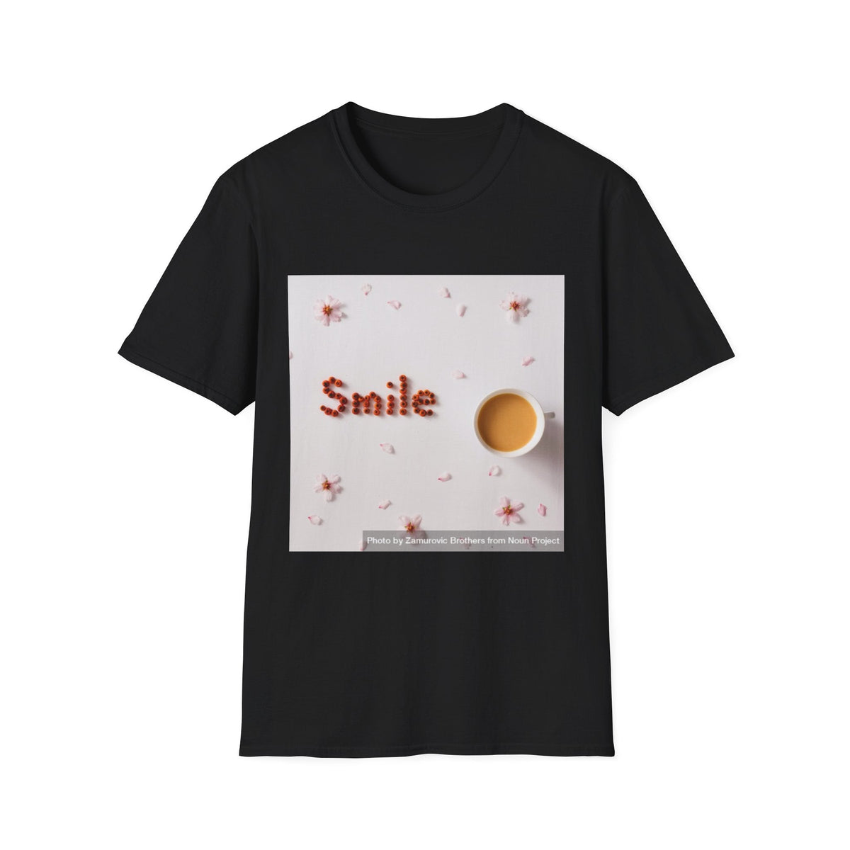 Smile Floral Tee – Coffee & Petal Graphic T-Shirt - FamilyCarers.store