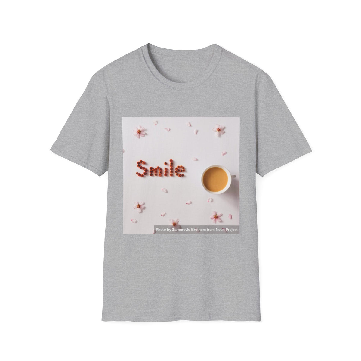 Smile Floral Tee – Coffee & Petal Graphic T-Shirt - FamilyCarers.store