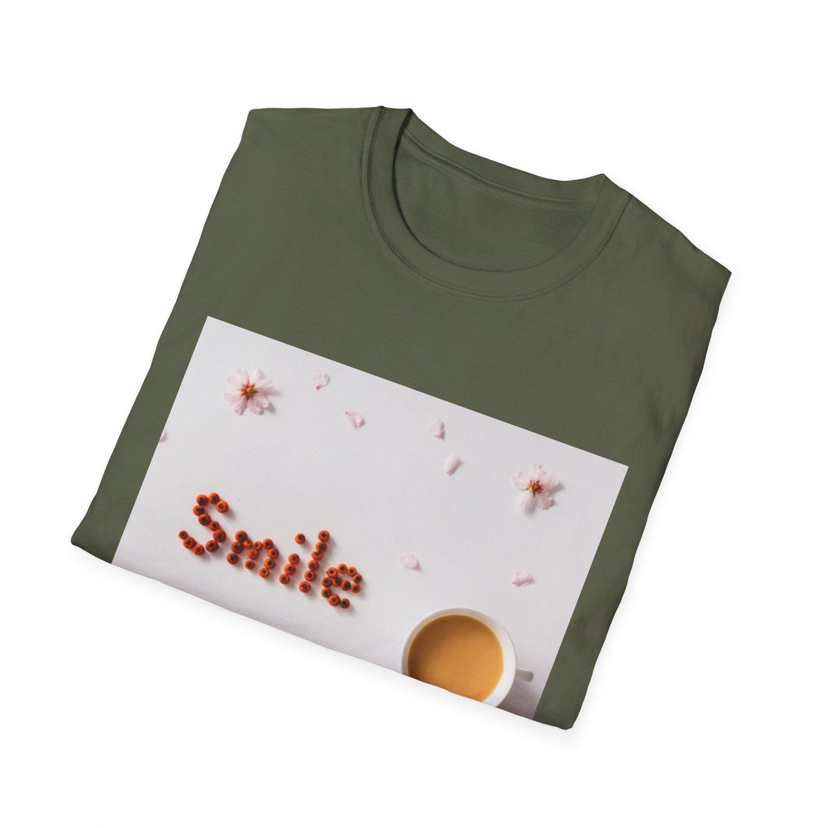 Smile Floral Tee – Coffee & Petal Graphic T-Shirt - FamilyCarers.store