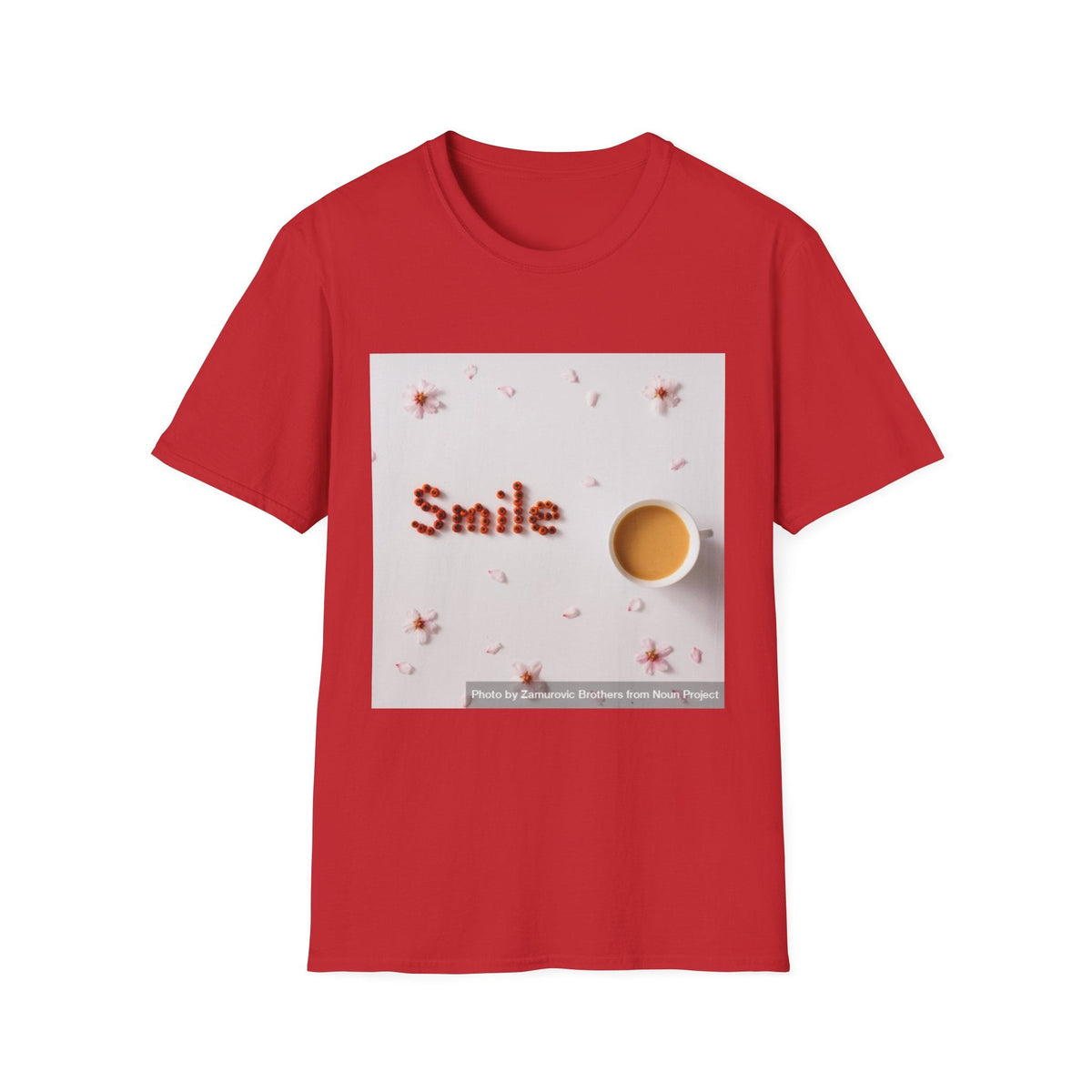 Smile Floral Tee – Coffee & Petal Graphic T-Shirt - FamilyCarers.store