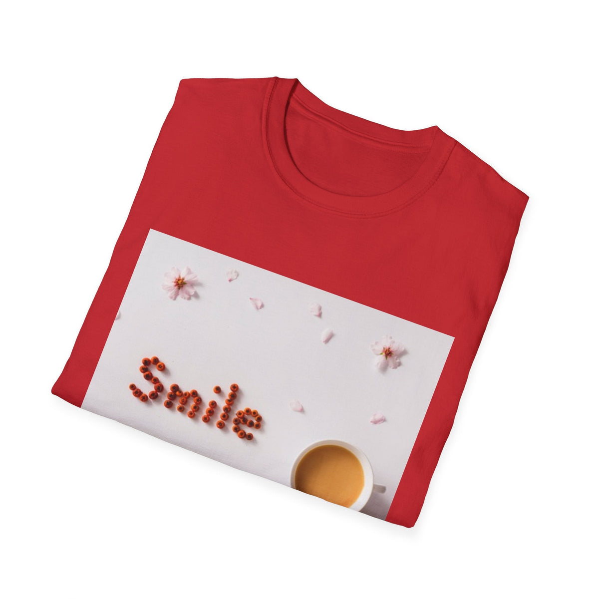 Smile Floral Tee – Coffee & Petal Graphic T-Shirt - FamilyCarers.store