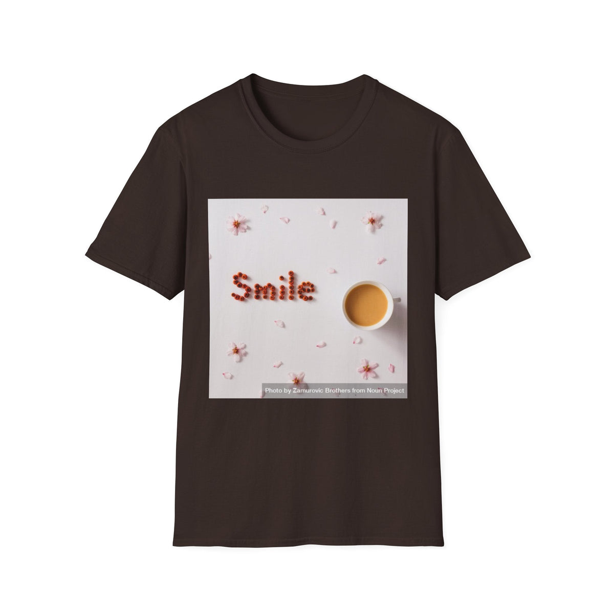 Smile Floral Tee – Coffee & Petal Graphic T-Shirt - FamilyCarers.store