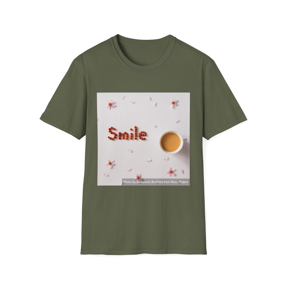 Smile Floral Tee – Coffee & Petal Graphic T-Shirt - FamilyCarers.store