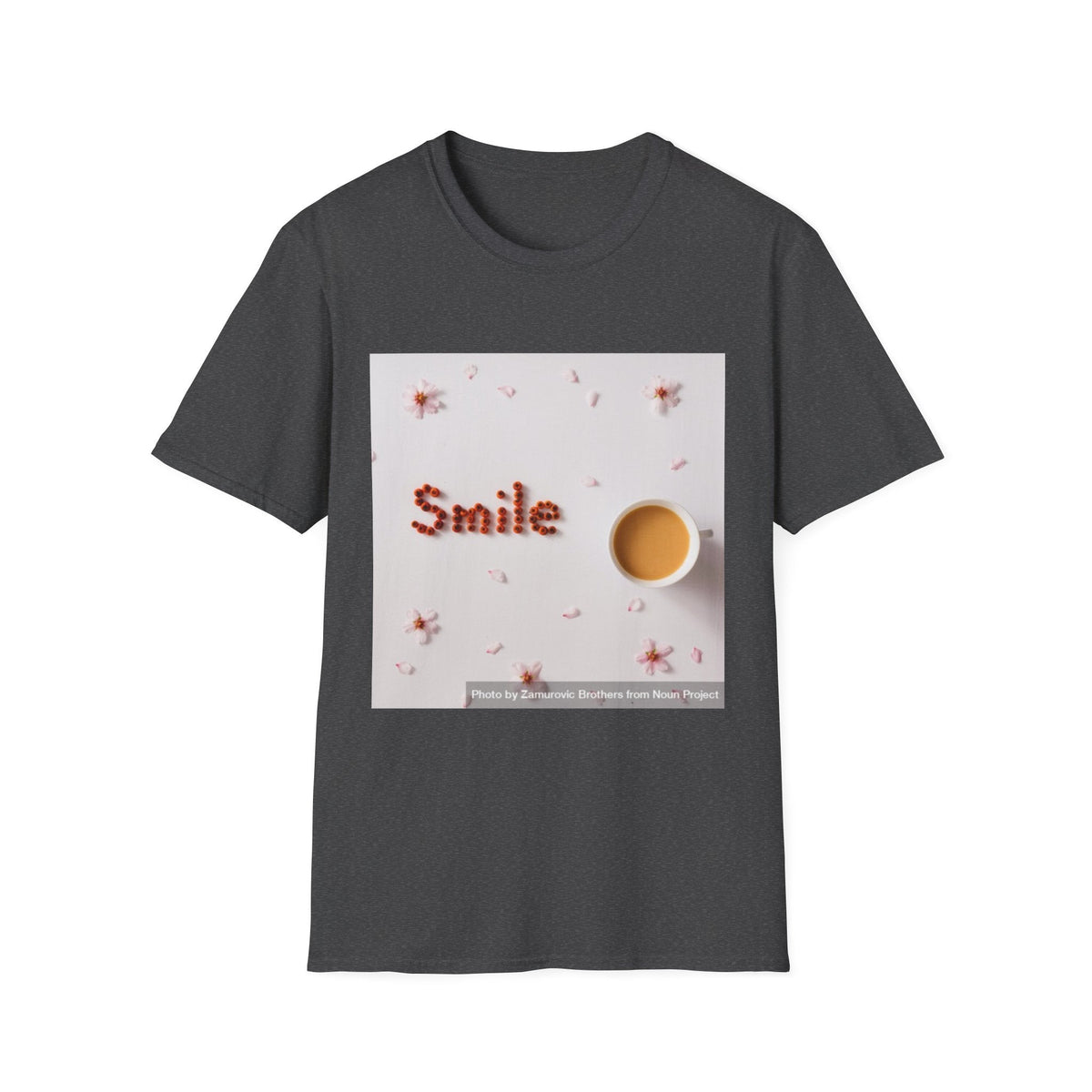 Smile Floral Tee – Coffee & Petal Graphic T-Shirt - FamilyCarers.store