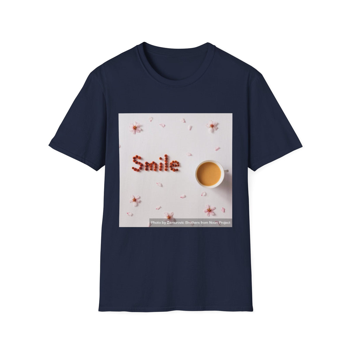 Smile Floral Tee – Coffee & Petal Graphic T-Shirt - FamilyCarers.store