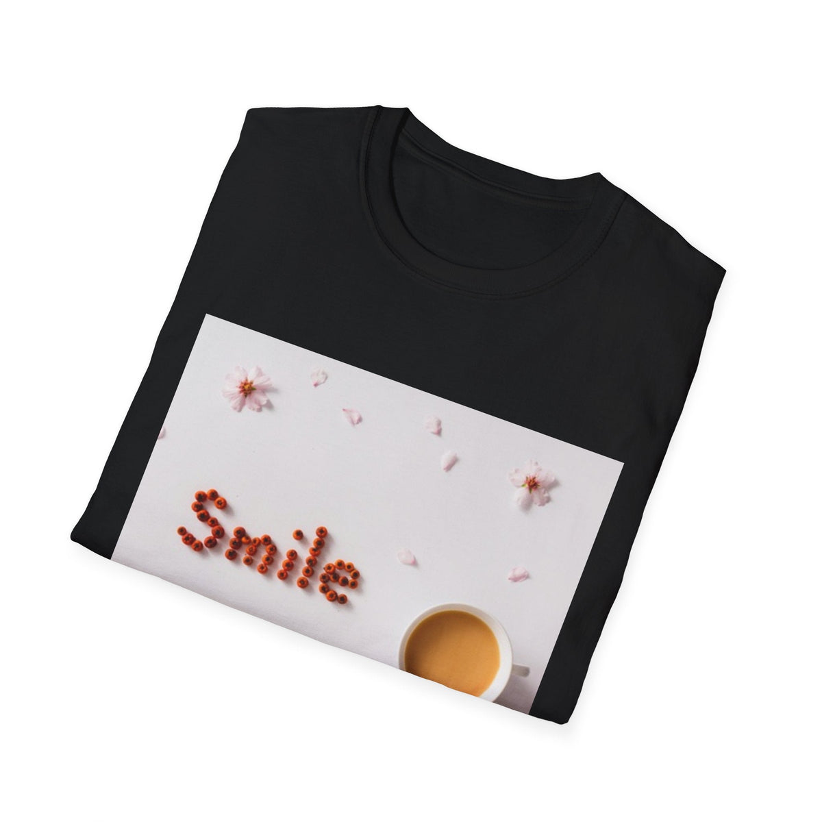 Smile Floral Tee – Coffee & Petal Graphic T-Shirt - FamilyCarers.store