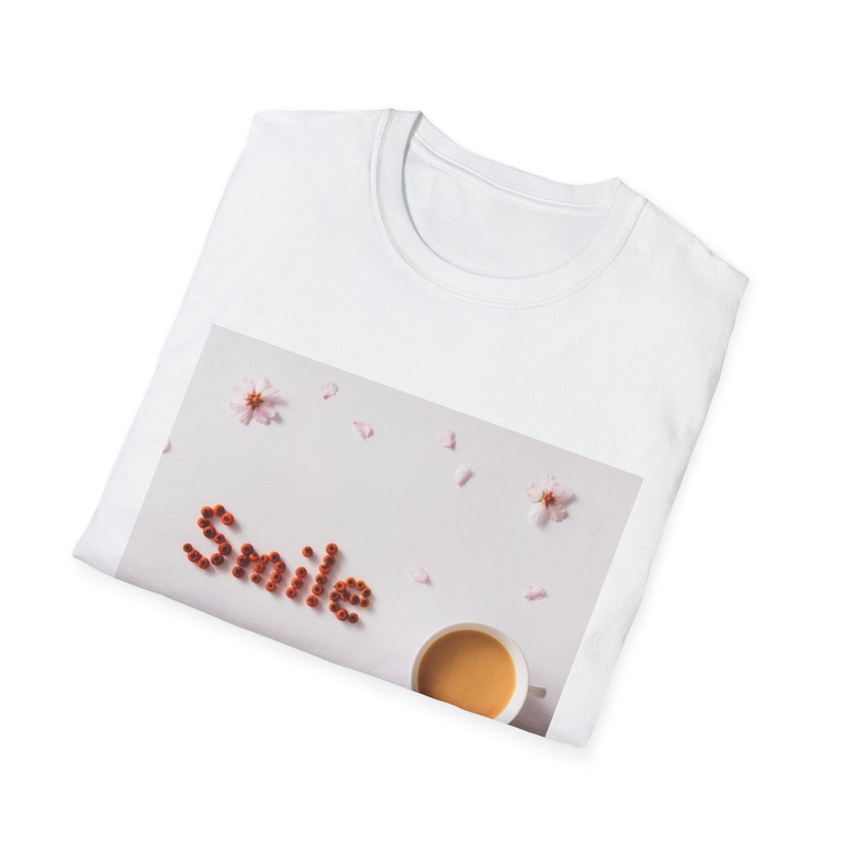 Smile Floral Tee – Coffee & Petal Graphic T-Shirt - FamilyCarers.store
