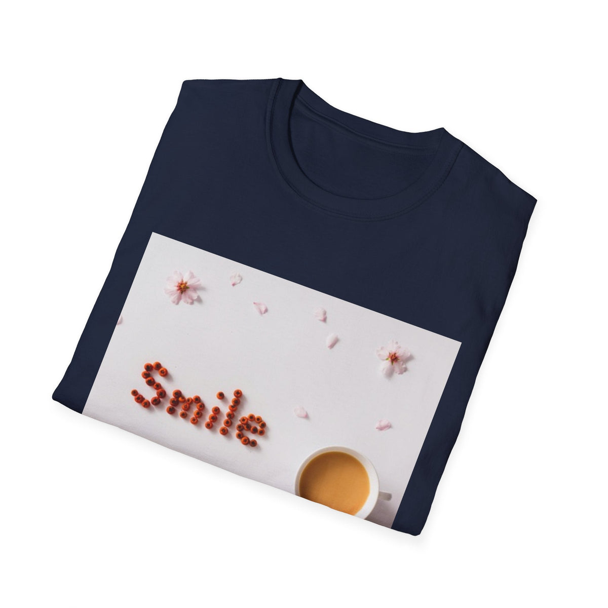 Smile Floral Tee – Coffee & Petal Graphic T-Shirt - FamilyCarers.store